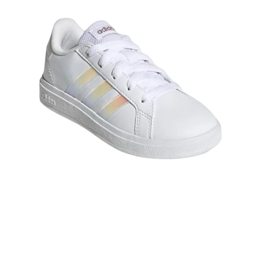 Adidas Grand Court 2.0 Kids 2 White Iridescent Unisex Sneakers BNIB Casual - Picture 3 of 7